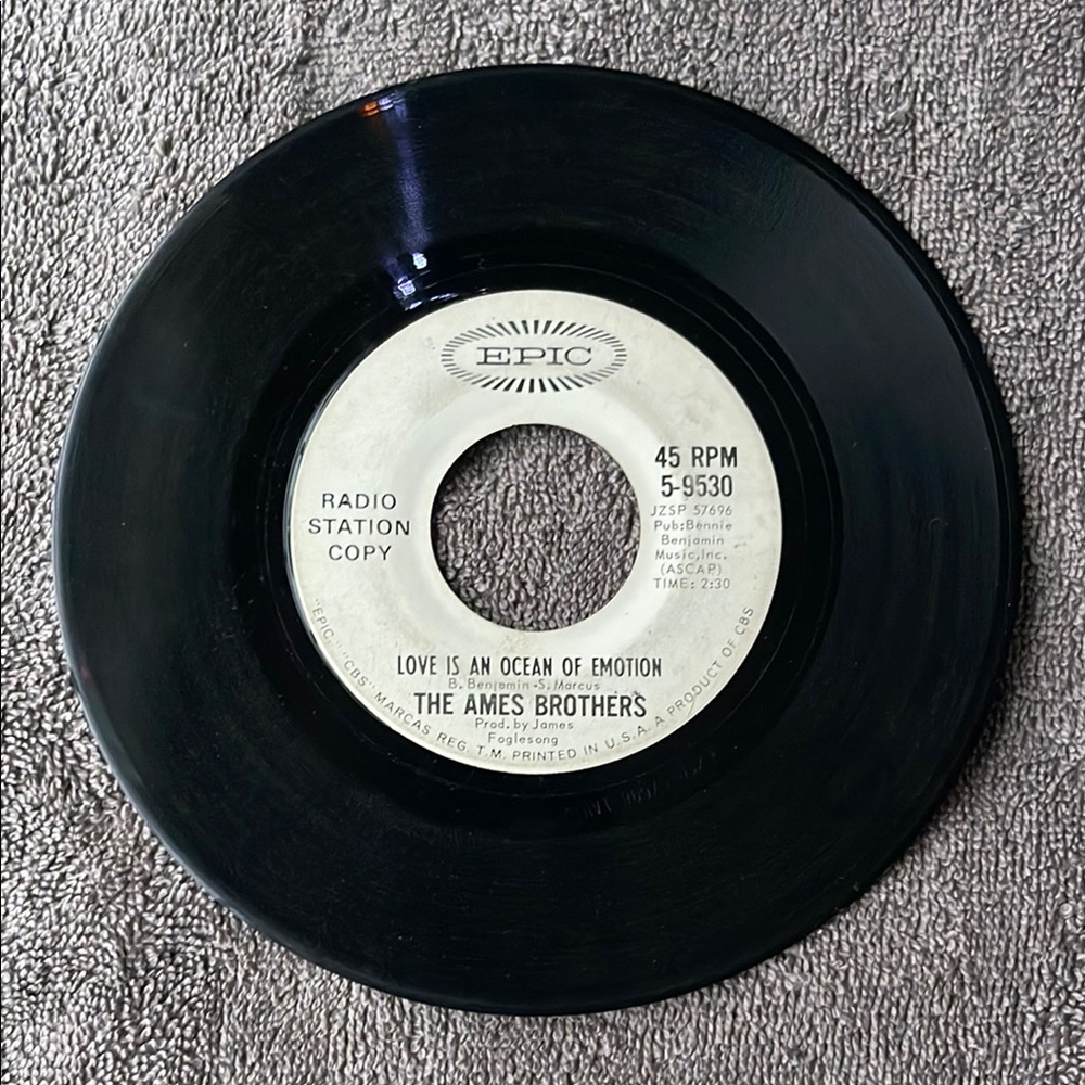 The Ames Brothers Epic 45 rpm Vinyl Record